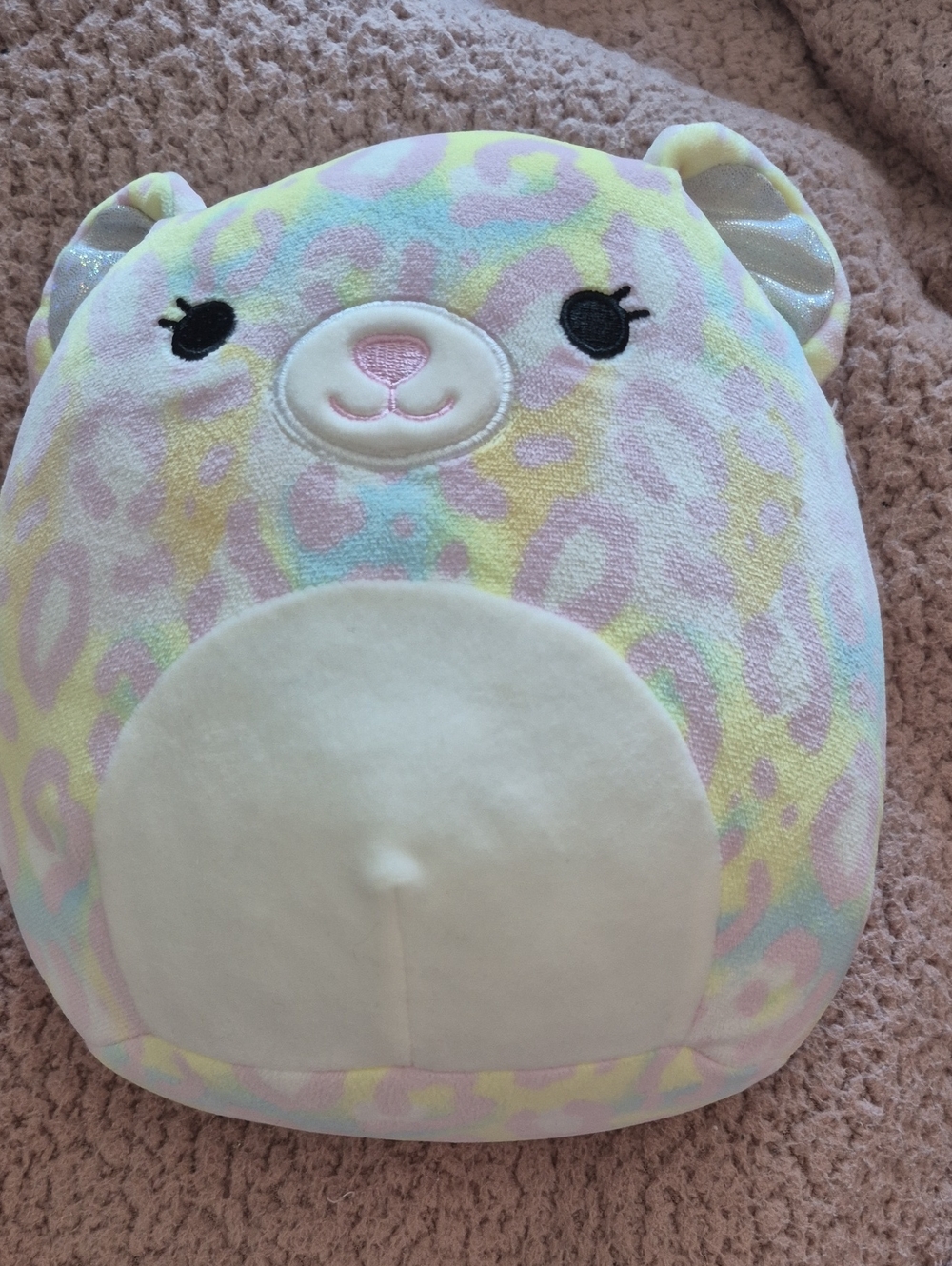 Plush Leopard Pillow - Pastel Multicolor